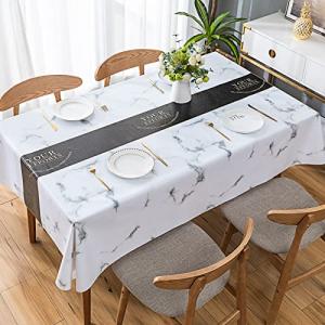 テーブルクロス テーブルカバー   撥水 PVC 北欧 モダン おしゃれ 137cm×220cm   汚れ防止 長方形 cloth2tホワイトマーブル