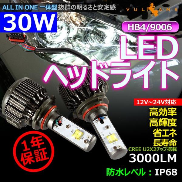 「セール価格」LEDヘッドライト HB4/9006 30W 12V/24V CREE U2X4 30...