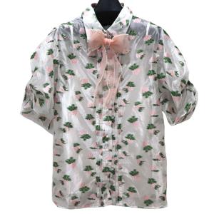 sister jane Doily Floral Puff Sleeve Blouse シスタージェーン レディース トップス 花柄 オーガンジー ブラウス シャツ S ホワイト ピンク｜w-class