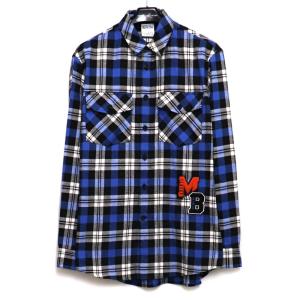 MARCELO BURLON COLLEGE CHECK LS SHIRT マルセロバーロン メンズ トップス チェック ネル シャツ M ブルー｜w-class