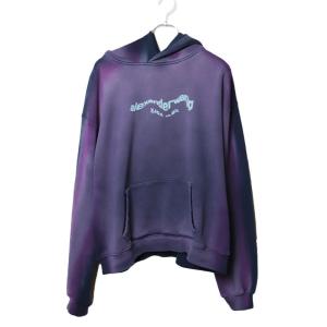 22SS alexanderwang ACID WASH LOGO-PRINT HOODIE アレキサンダーワン ロゴ スウェット フーディ パーカー M｜w-class