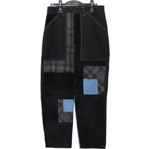 JW ANDERSON CROPPED PATCHWORK FAIGUE TROUSERS ジェイダブリューアンダーソン メンズ ボトムス ウール チェック コーデュロイ 切替 パンツ 48 ネイビー｜w-class