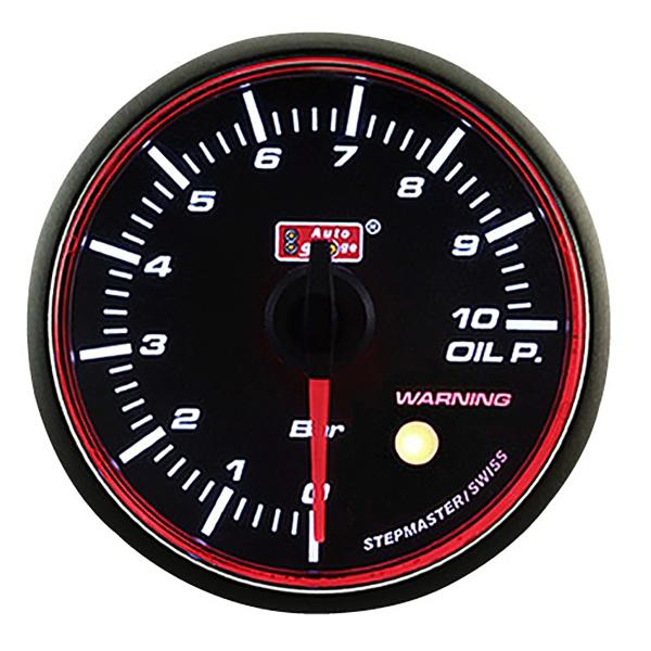 オートゲージ 油圧計 52mm スイス製ステップモーター スモークフェイス 追加メーター 後付け ホ...