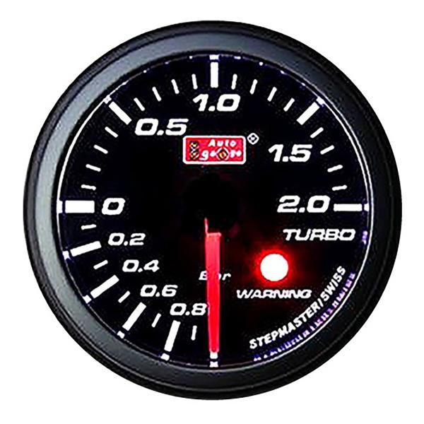 ブースト計 オートゲージ 52mm スイス製ステップモーター スモークフェイス 追加メーター 後付け...