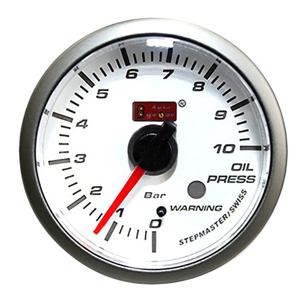 オートゲージ 油圧計 52mm スイス製ステップモーター スモークフェイス 追加メーター 後付け ホ...