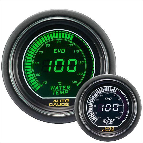 AUTOGAUGE EVO 水温計 52Φ デジタル 緑 白 612　精度誤差約±1％の正確な追加メ...