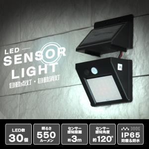 LEDソーラーライト センサーライト 人感 防水 玄関 30LED