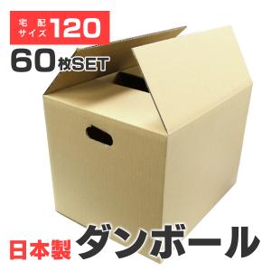 ダンボール 120サイズ 60枚 茶色 日本製 引越し 取っ手穴付き無地 梱包 段ボール 宅配便用 WEIMALL｜w-class