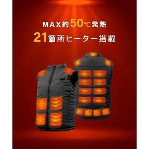 電熱ベスト ヒーターベスト 50℃ 21エリア...の詳細画像2