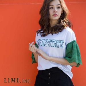 Lime inc ライム 袖レースＴシャツ M〜L 服 レディース 女性 大きいサイズ 北欧｜w-clover