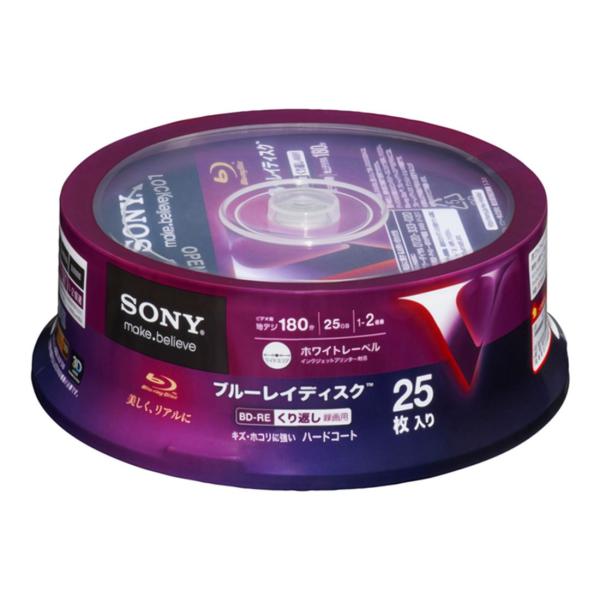 SONY 録画用BD-RE 書換型 片面1層25GB 2倍速 ホワイトレーベル 25枚パック 25B...