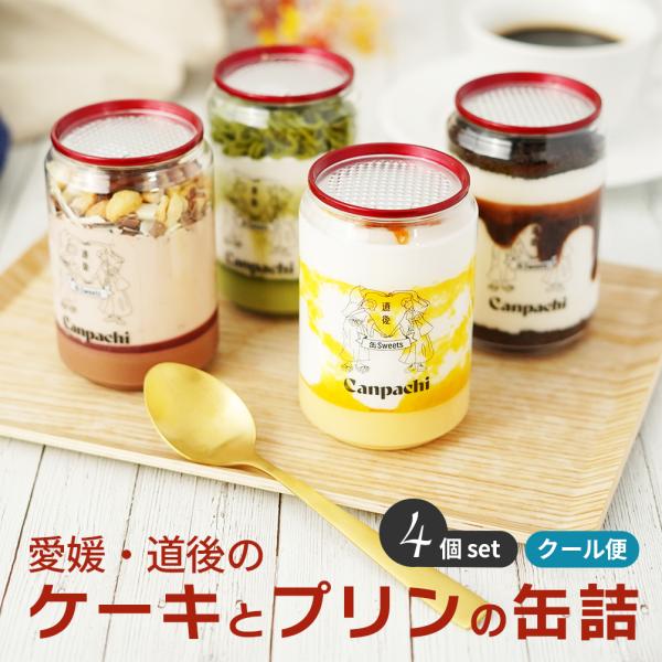 愛媛 道後 Canpachi ケーキとプリンの缶詰 ４種類 スイーツ 誕生日 父の日 ケーキ缶 お菓...