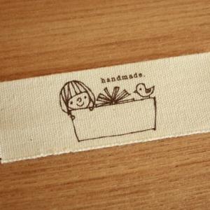 ハンドメイドに 布タグ 5枚セット 綿平織 25mm横- bous プレゼントBOX
