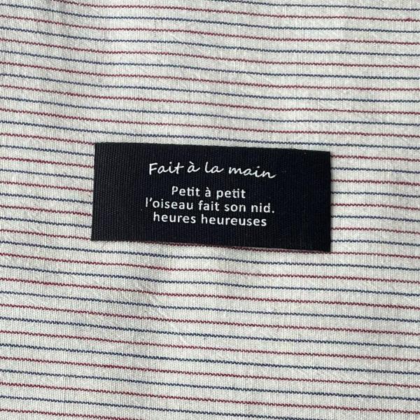 ハンドメイドに 布タグ 5枚セット 綿平織 25mm横- Fait a la main（黒）