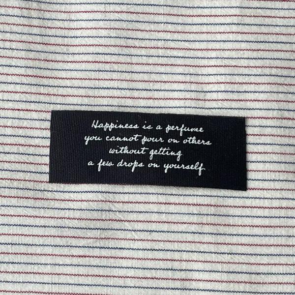 ハンドメイドに 布タグ 5枚セット 綿平織 25mm横- Happiness（黒）