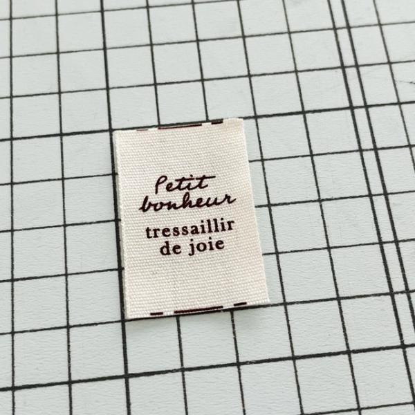 ハンドメイドに 布タグ 5枚セット 綿平織25mm縦-小さな幸せ（両用）