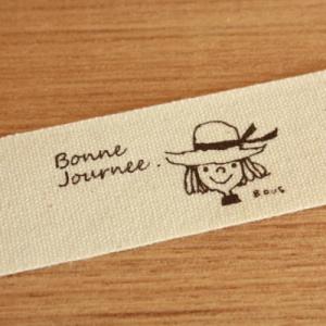 ハンドメイドに 布タグ 5枚セット 綿平織 25mm横- bous 帽子の女の子