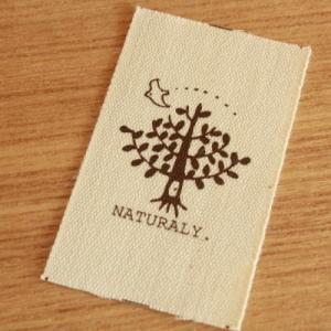 ハンドメイドに 布タグ 5枚セット 綿平織 32〜35mm縦- bous 鳥と木