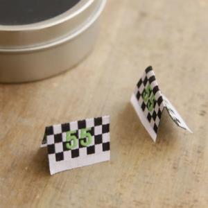 5枚セット刺繍タグ20mmピス-市松模様55（グリーン）