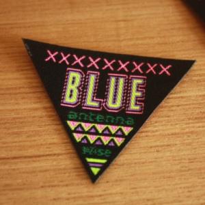 5枚セット刺繍タグ58mm三角-BLUE