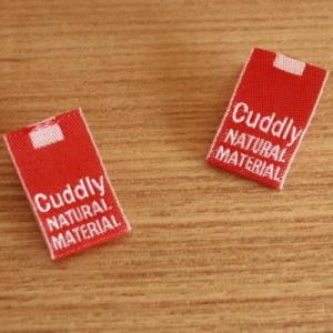 5枚セット刺繍タグ14mmピス-cuddly（赤×白）