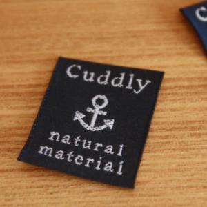 5枚セット刺繍タグ25mm縦-cuddlyイカリ（紺×白）