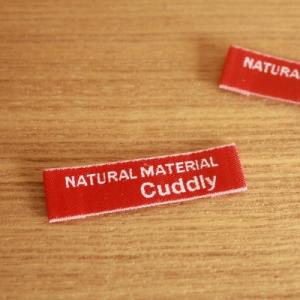 5枚セット刺繍タグ11mm横-cuddly（赤×白）