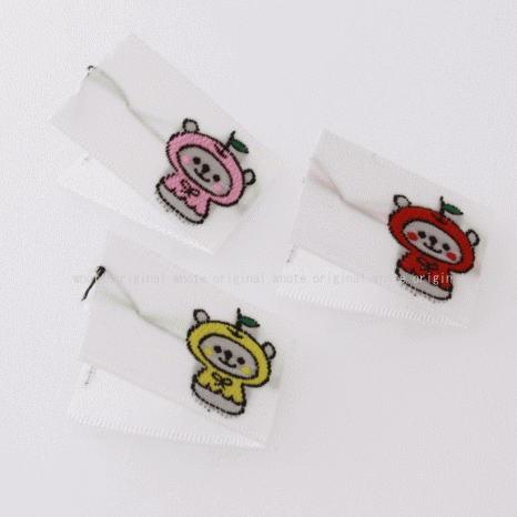 ハンドメイドに刺繍挟みタグ‐りんごくまセット