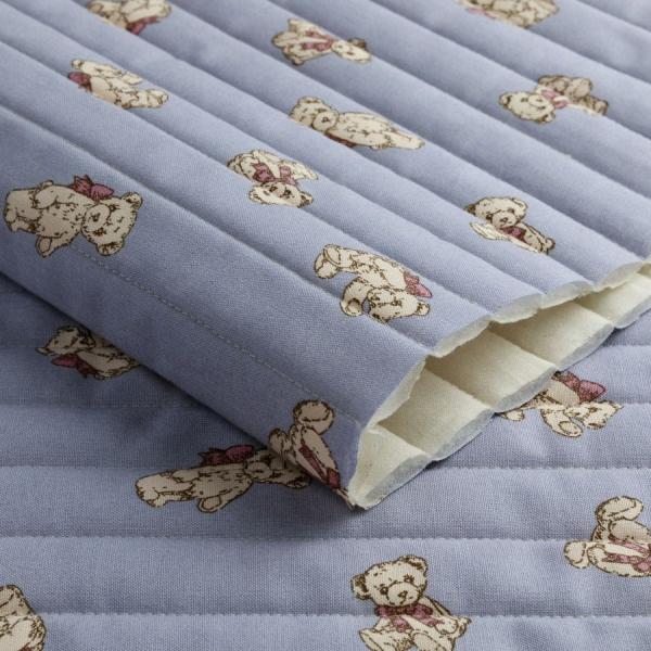 キルティング キルト 生地 50cm くま ニュアンスブルー くすみカラー ミルクラテ 入園入学準備