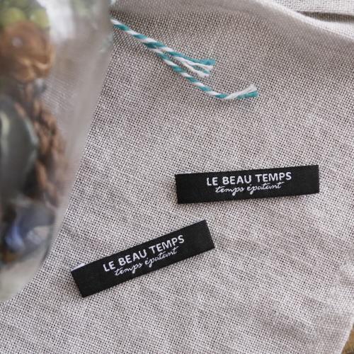 ハンドメイドに刺繍タグ5枚セット‐TEMPS（黒色×白）