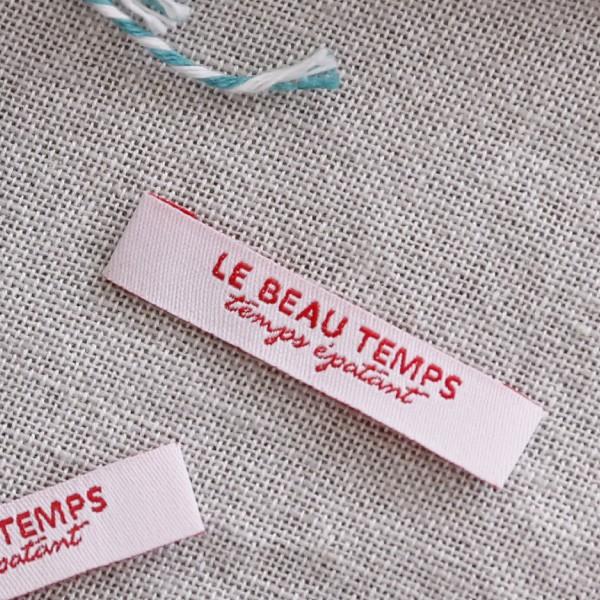 ハンドメイドに刺繍タグ5枚セット‐TEMPS（白色×赤）