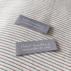 ハンドメイドに刺繍タグ5枚セット‐小さな幸せ（グレー×白）｜w-note