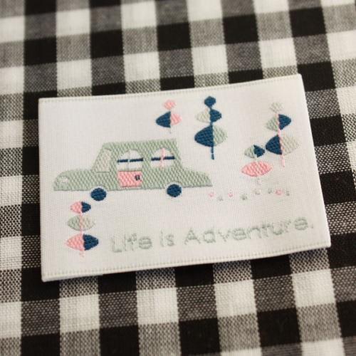 ハンドメイドに刺繍タグ5枚セット‐BOUSくるま（桃）