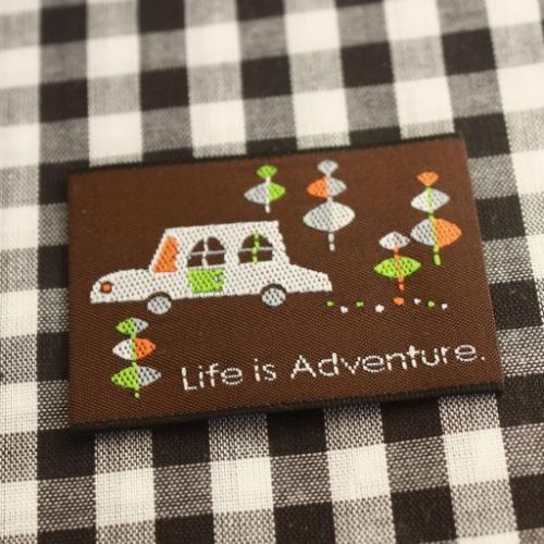 ハンドメイドに刺繍タグ5枚セット‐BOUSくるま（茶）