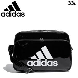 エナメルバッグ ショルダーバッグ Lサイズ 33L adidas アディダス スポーツバッグ 肩掛け 鞄 ブラック 黒 中高校生 学生 通学 部活 ジム 普使い /ETX13-｜w-w-m