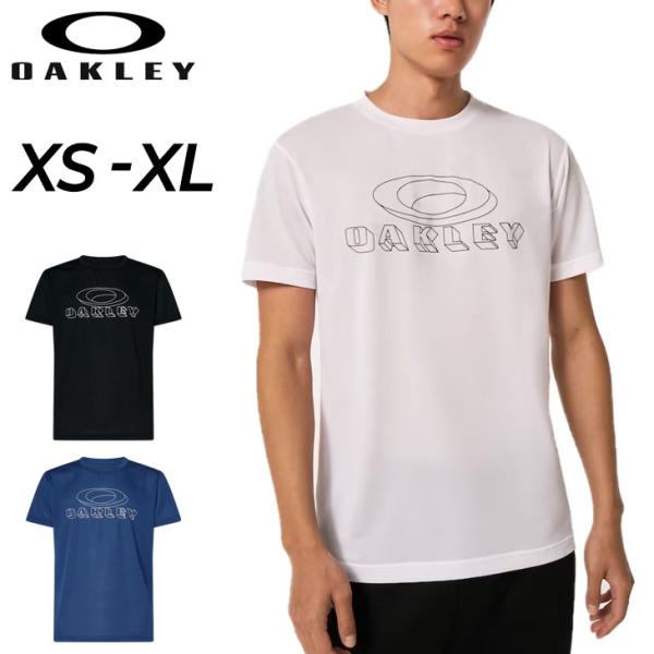 オークリー 半袖 Tシャツ メンズ OAKLEY UVカット 吸汗速乾 ロゴ プリント トレーニング...