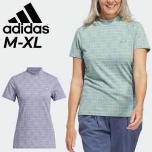 ディダス モックネックシャツ 半袖 レディース ゴルフウェア adidas GOLF GO-TO ノベルティープリントモック プリント柄 総柄 ゴルフシャツ Tシャツ /KLO29｜w-w-m