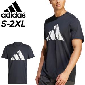 アディダス 半袖 Tシャツ メンズ adidas RUN IT BOS TEE ランニングシャツ ジョギング トレーニング スポーツウェア 男性用 ビッグロゴ プリントT 黒 /NDU66｜w-w-m