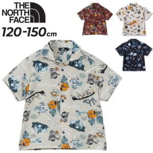 ノースフェイス キッズ 半袖 シャツ 130-150cm 子供服 THE NORTH FACE アロハシャツ UVカット 速乾 子ども アウトドア カジュアル ウェア プリント /NRJ22339｜w-w-m