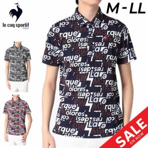 サイズ：L LE COQ GOLF ルコックゴルフ  半袖ポロシャツ 総柄 ホワイト系 [240101416961] ゴルフウェア メンズ ストスト LE COQ GOLF ルコックゴルフ 半袖 ポロシャツ 総柄 ホワイト系 L