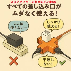 十字延長コード 3口 長さ 0.4m 3個口 ...の詳細画像2