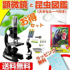 顕微鏡 昆虫図鑑のセット 子供 小学生 に 夏休み 自由研究 最大900倍  拡大ビュア付き プレゼント ラッピング 送料無料｜w-yutori