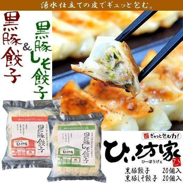 餃子 ギョウザ ぎょうざ TVで紹介 鹿児島黒豚 黒豚餃子×黒豚しそ餃子 ひぃ坊家餃子 40個 セッ...