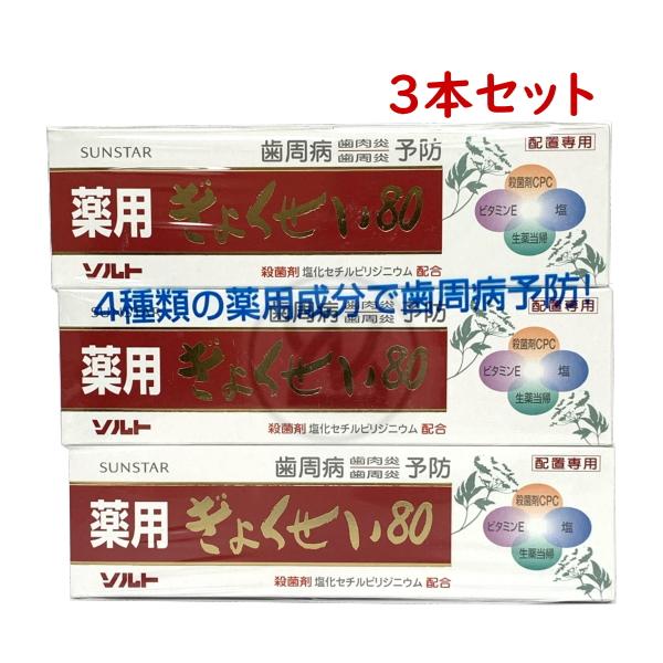 薬用ぎょくせい80 ソルト 医薬部外品 115g 3本 歯周病予防 歯肉炎 歯周炎 トウキ ビタミン...