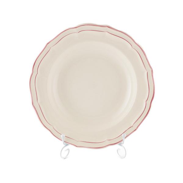 ジアン フィレ ローズ スープ皿 リムプレート ピンク パスタ皿 深皿 大皿 食器 陶器 22.5c...
