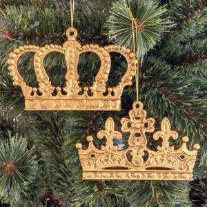 クリスマス ツリー 飾り オーナメント 2個セット ゴールド 金 王冠 アンティーク風 北欧 おしゃれ｜wabbey