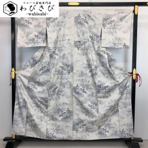 本場大島紬 白大島 カタス9マルキ 波模様 K-4021 着物 きもの kimono