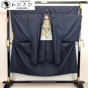 男着物 アンサンブル 本場大島紬 100亀甲 藍泥染 しつけ糸 M-1050｜wabisabi-kimono