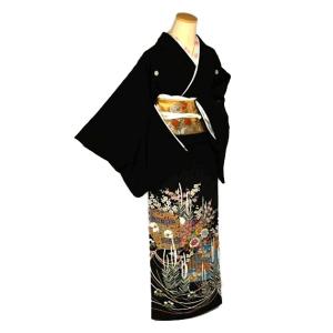 黒留袖 本場加賀友禅染 柿本市郎 誰が袖 作家物 落款入 正絹 袷 広衿
