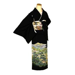 黒留袖 本場加賀友禅染 池田裕 作家物 風景柄 正絹 袷 広衿 比翼付